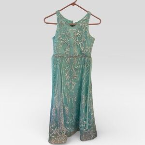 Rare Editions Teal and Silver Formal Dress